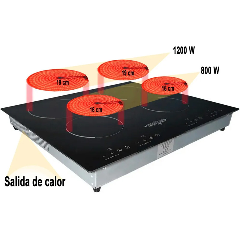 Parrilla Electrica Vitroceramica 4 Quemadores Touch Cristal Estufa 110 V