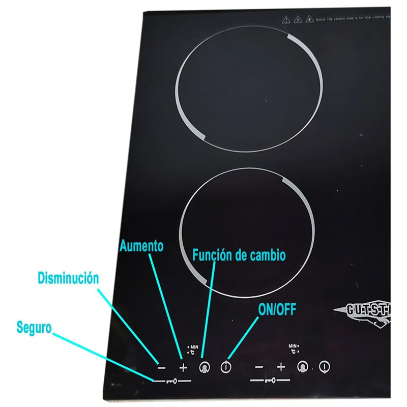 Parrilla Electrica Vitroceramica 4 Quemadores Touch Cristal Estufa 110 V