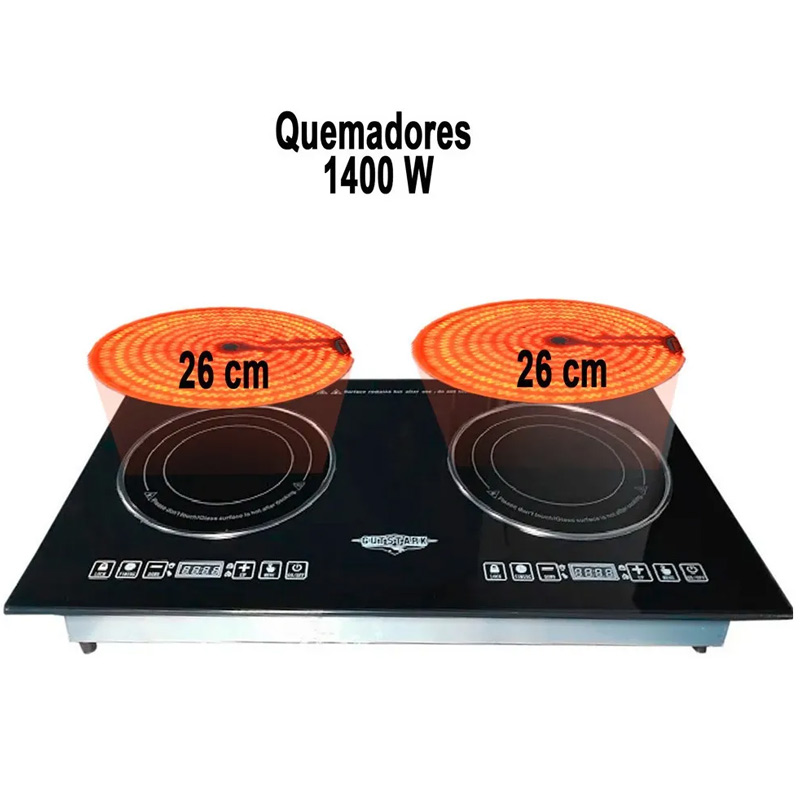Parrilla Electrica Vitroceramica 2 Quemadores Cristal Touch Estufa  110 V 