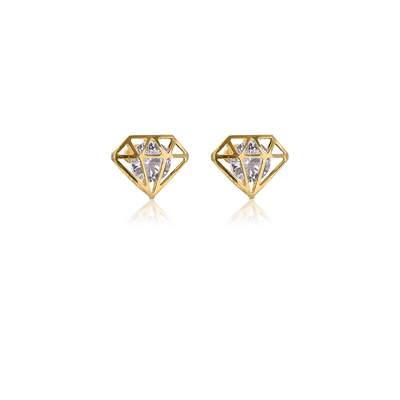 Aretes | Broqueles Diamante Oro 10k + Estuche De Regalo