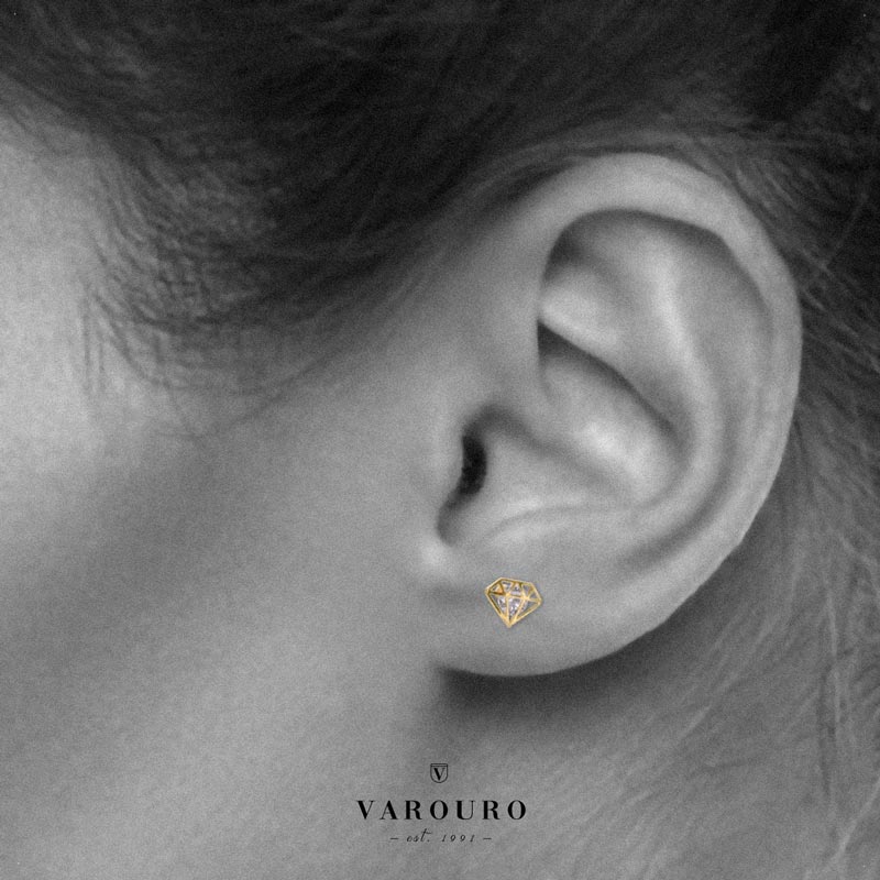 Aretes | Broqueles Diamante Oro 10k + Estuche De Regalo