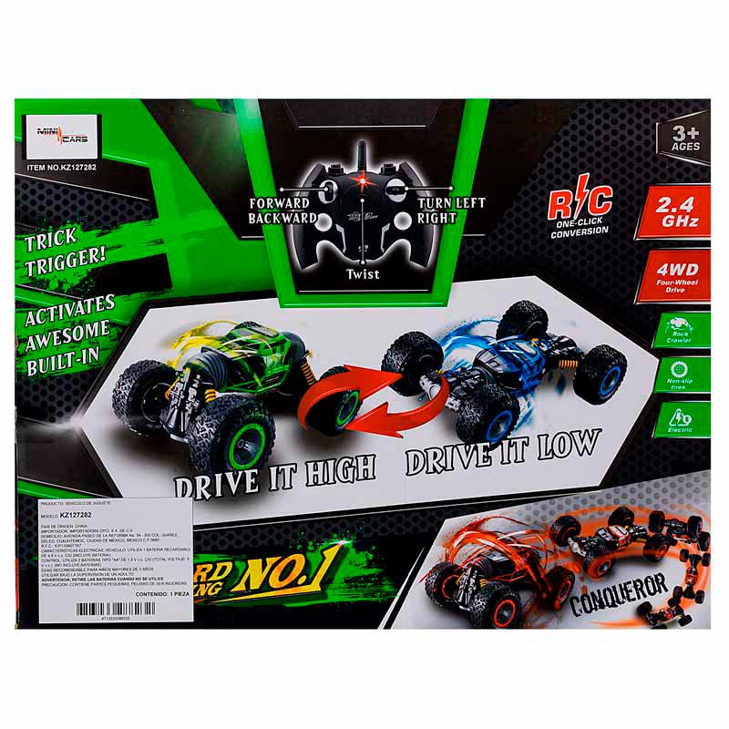 CARRO A CONTROL REMOTO ESCALADOR TRANSFORMADOR LEOPARD GIROS 360 KZ127282