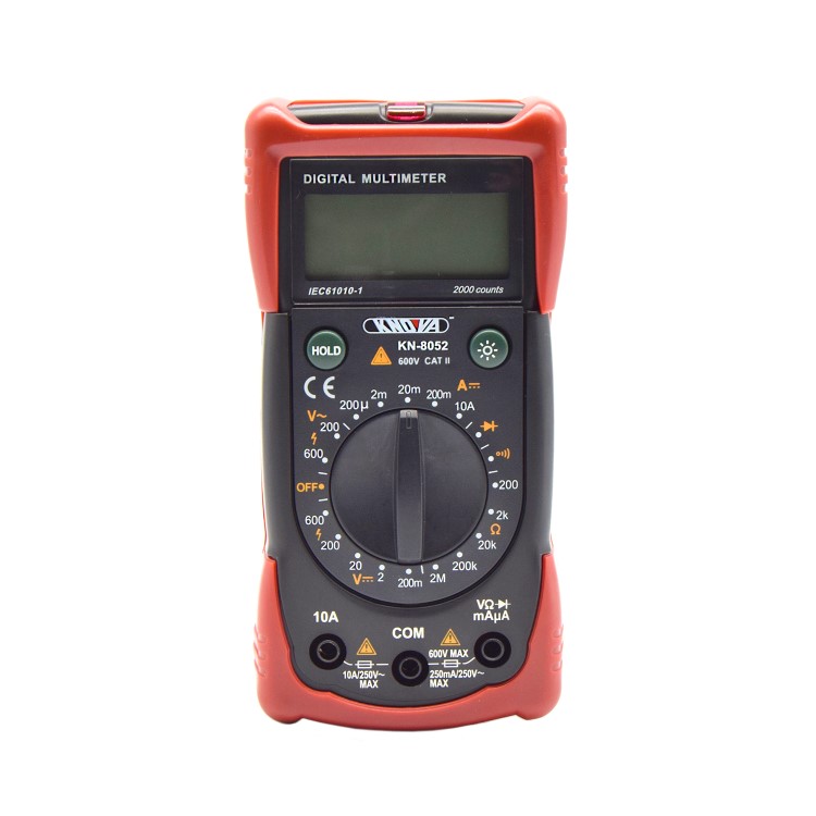 Knova Multímetro/Voltímetro Profesional con cables para pruebas, pantalla LCD retroiluminado, Norma: IEC1010-1 standard CAT III 600V