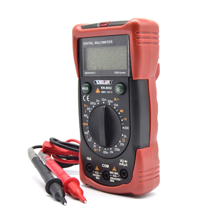 Knova Multímetro/Voltímetro Profesional con cables para pruebas, pantalla LCD retroiluminado, Norma: IEC1010-1 standard CAT III 600V