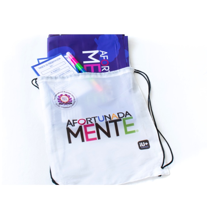 AFORTUNADA MENTE Jumbo Low Cost. Tablero de lona 120x120cm. Mochila de tela tipo promocional. Juego Didáctico. Simulador de negocios. Educación Financiera + Desarrollo Integral: Físico, Mental y Emocional.
