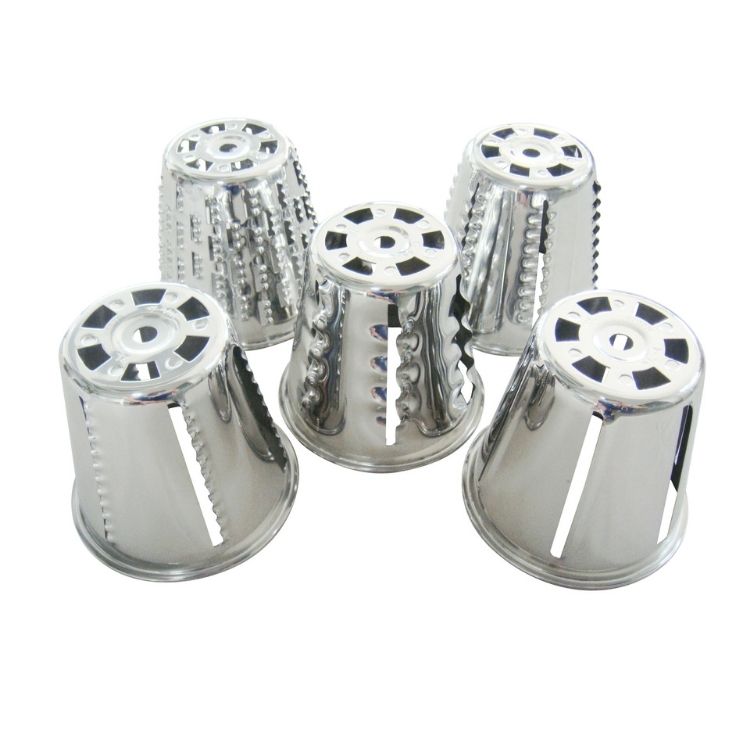 Rebanador Y Rallador De Alimentos Verduras cromado 5 conos acero inoxidable JM-002 Jugomex