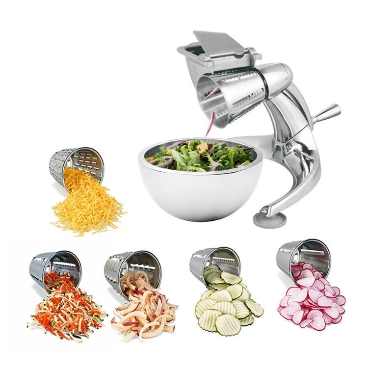 Rebanador Y Rallador De Alimentos Verduras cromado 5 conos acero inoxidable JM-002 Jugomex