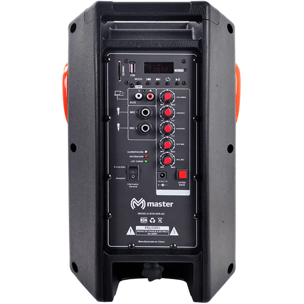Sistema de Audio Vertical con 8000 Watts de Potencia Musical con Bluetooth Microfono Control Remoto Adaptador de Voltaje y Acomplamiento con Tecnologia TWS / Master / SYS-VER-4D