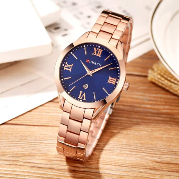 Reloj de Mujer Metálico Curren 9007 Rosado Azul con Fechador