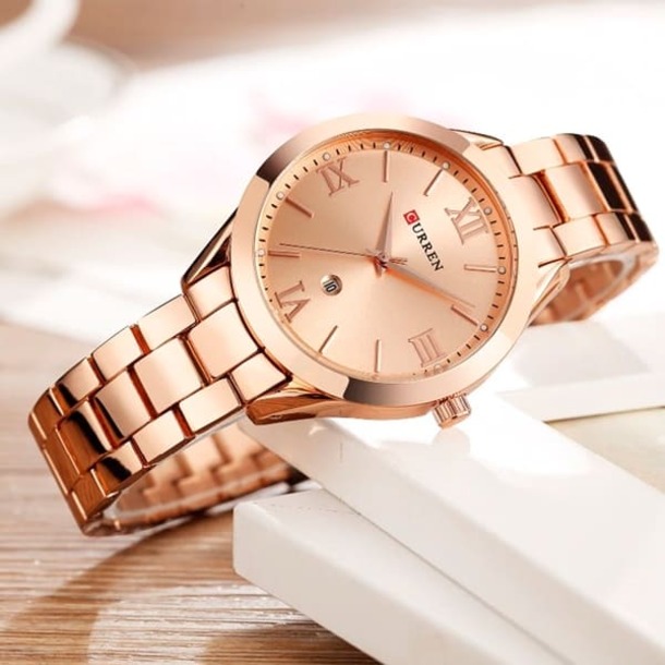 Reloj de Mujer Metálico Curren 9007 Rosado con Fechador