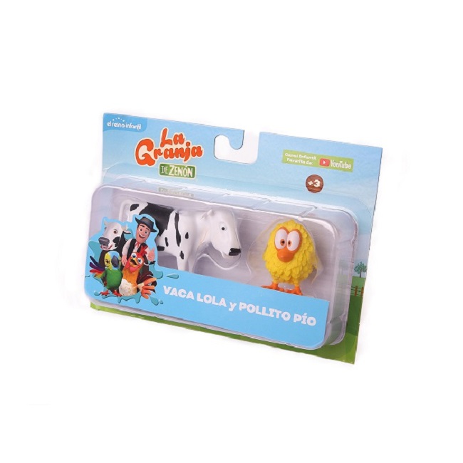 Granja de Zenon Blister de 2 figuras Coleccionables Vaca Lola y Pollito