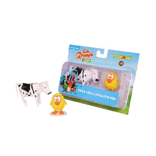 Granja de Zenon Blister de 2 figuras Coleccionables Vaca Lola y Pollito
