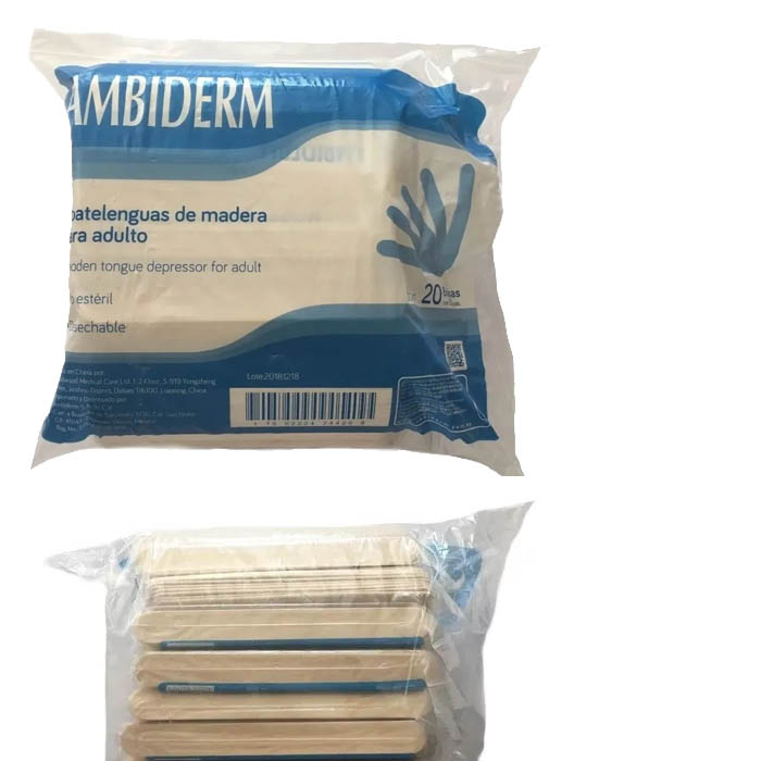 Abatelenguas 20 bolsas c/25pcs Ambiderm 500pzas