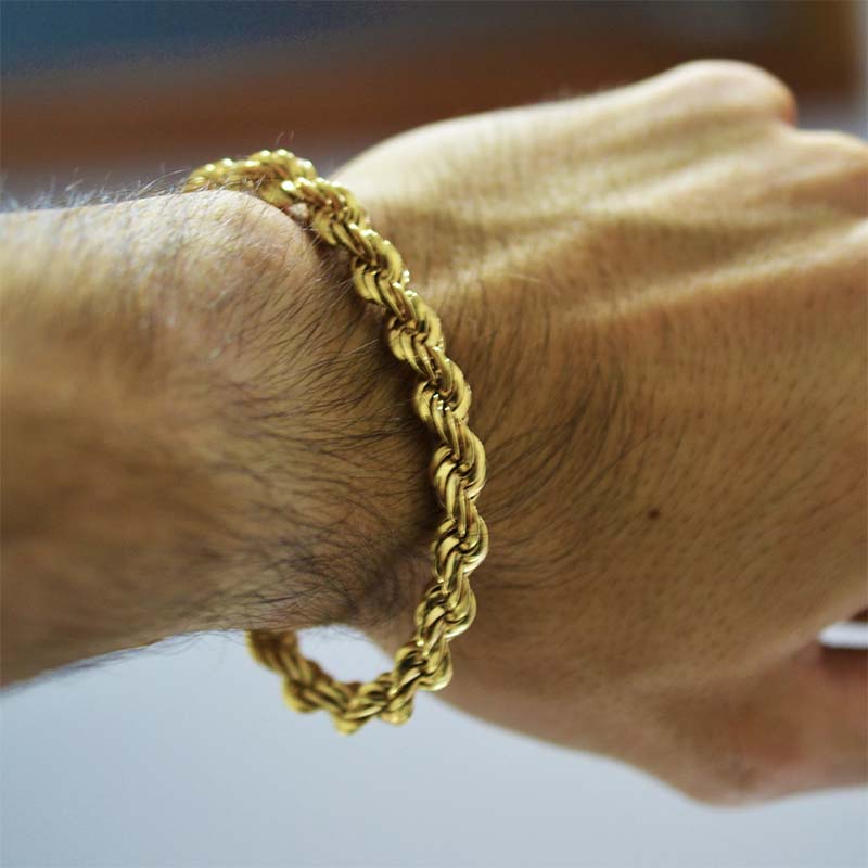 Esclava Pulso Tejido Torsal Español Hueco VAROURO Oro 10k + Estuche