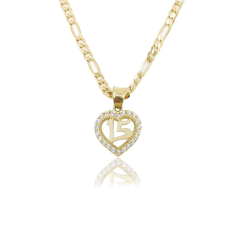 Medalla 15 Años Corazón VAROURO Oro 10k + Cadena De Regalo