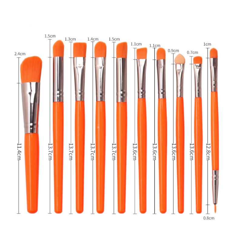 Kit De Brochas Para Ojos Maquillaje Difuminar Sombras 20 Pz Naranja Fosfo