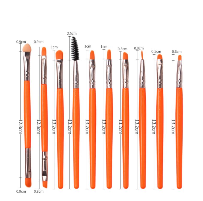 Kit De Brochas Para Ojos Maquillaje Difuminar Sombras 20 Pz Naranja Fosfo