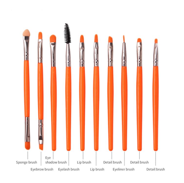 Kit De Brochas Para Ojos Maquillaje Difuminar Sombras 20 Pz Naranja Fosfo