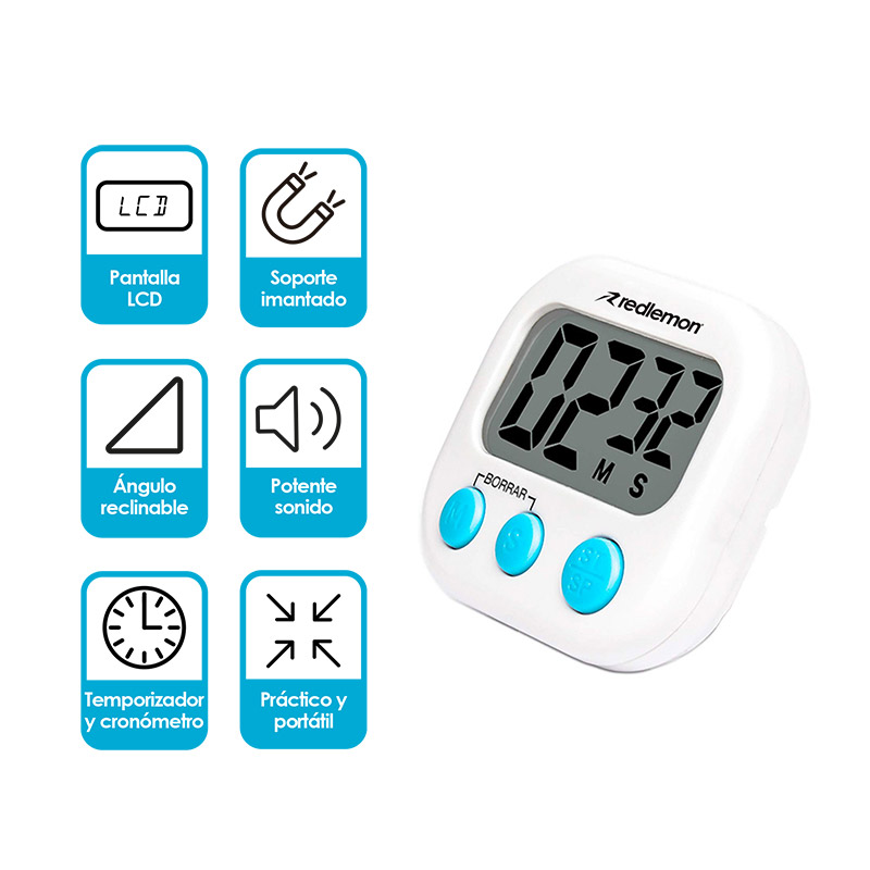Temporizador Digital de Cocina Pantalla LCD Timer Redlemon.
