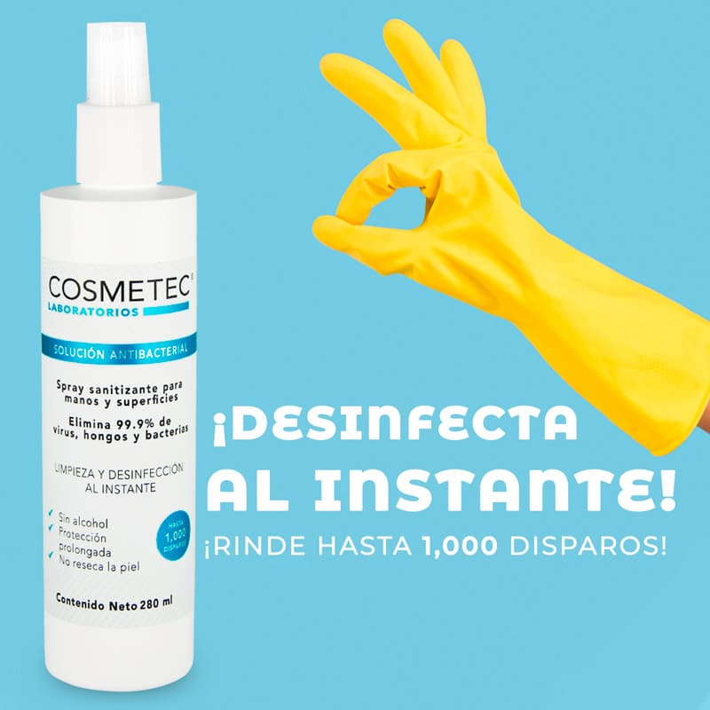Cosmetec Spray Solución Desinfectante Sanitizante Para Manos y Superficies