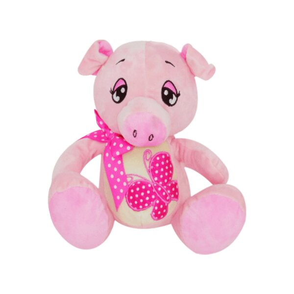 Alcancia de Puerquito Con Moño de Peluche