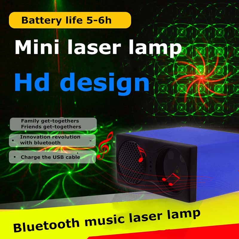 Mini DJ Disco Light Láser Iluminación de escenario Altavoz Bluetooth recargable USB 48 patrones de luces de fiesta para DJ en casa Dance