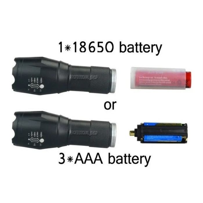 Lampara Táctica T6 Recargable 10000 Lumenes Doble Cargador