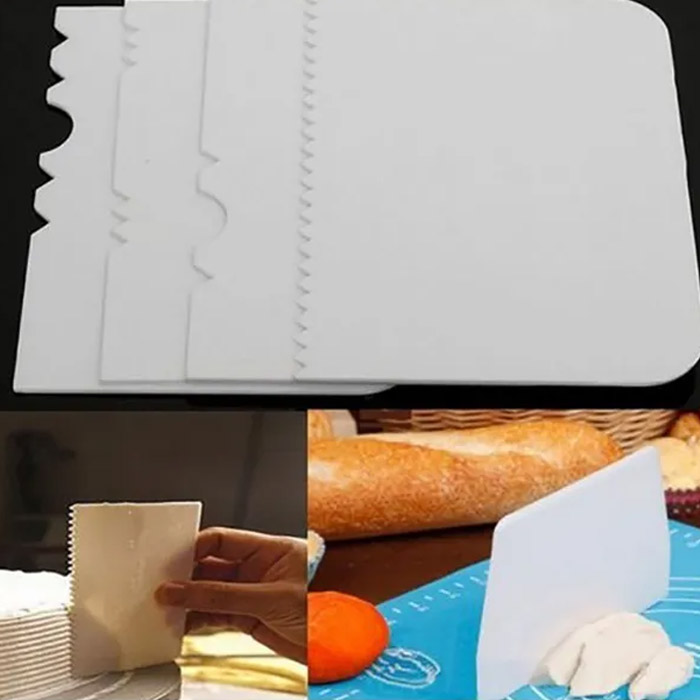 Aleissi 4 Peines Alisadores  Raspa o Marcadores de Pastel para Reposteria.