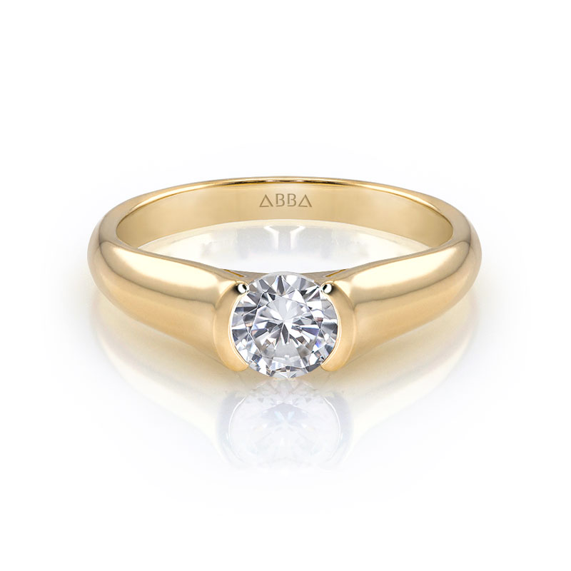 ANILLO DE COMPROMISO  ORO AMARILLO 10K SOLITARIO DIVINO ABBA JOYAS