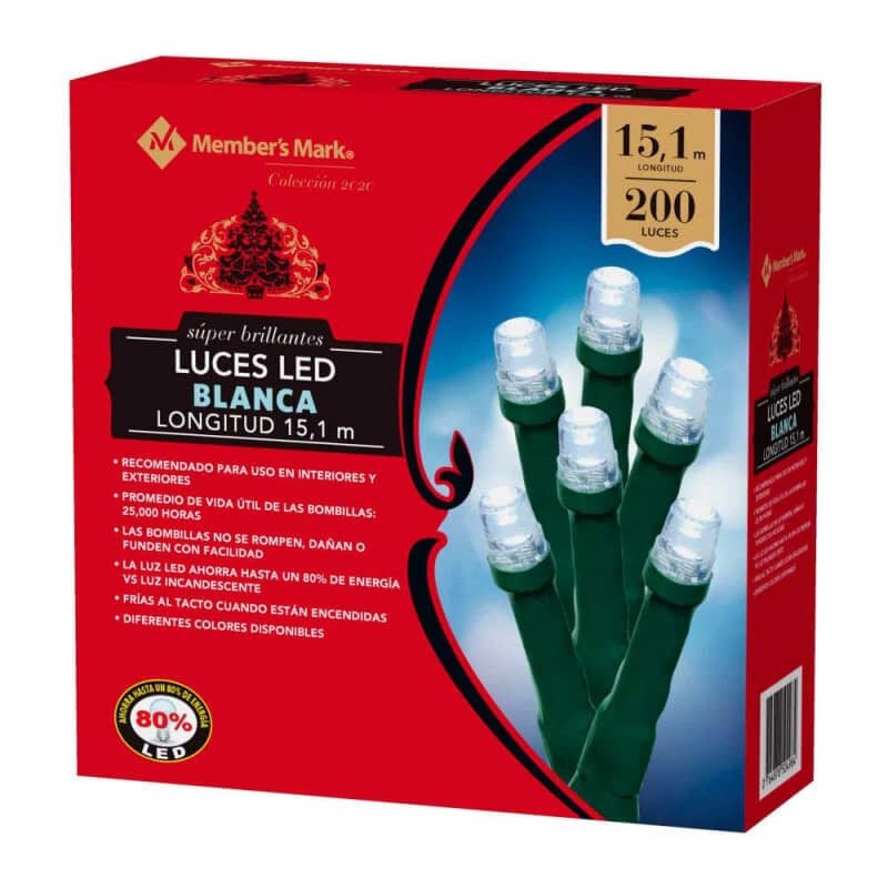 Luces LED Member's Mark con 200 Luces Blancas