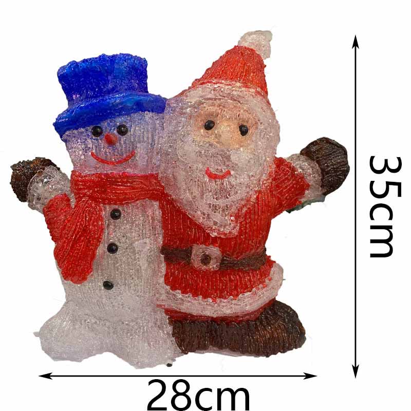 Figura Navidad Santa Claus Con Muñecos De Nieve Con Luces