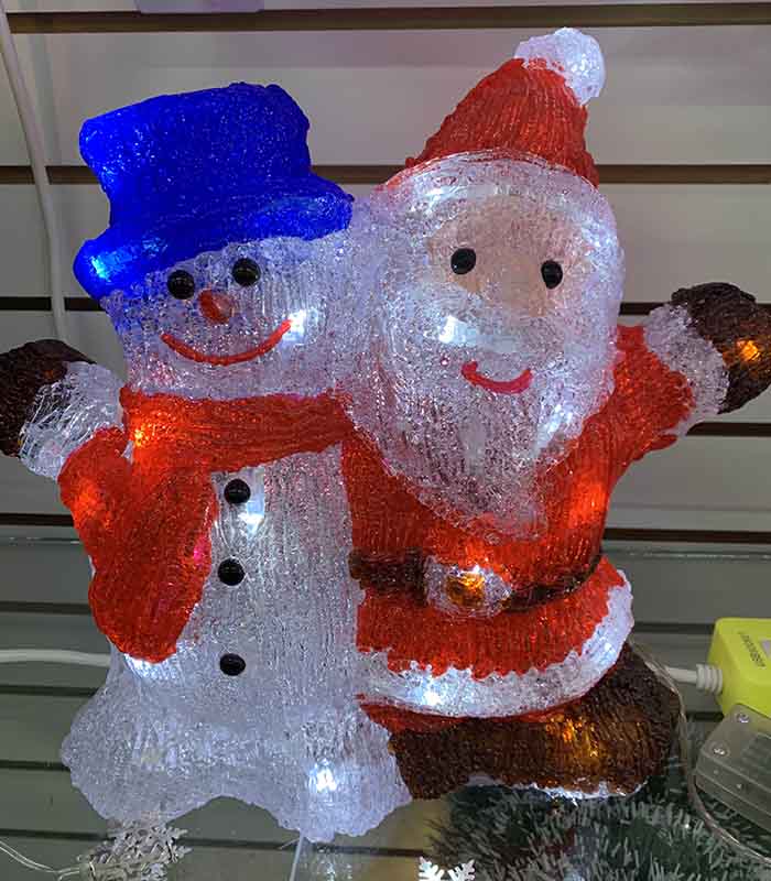 Figura Navidad Santa Claus Con Muñecos De Nieve Con Luces