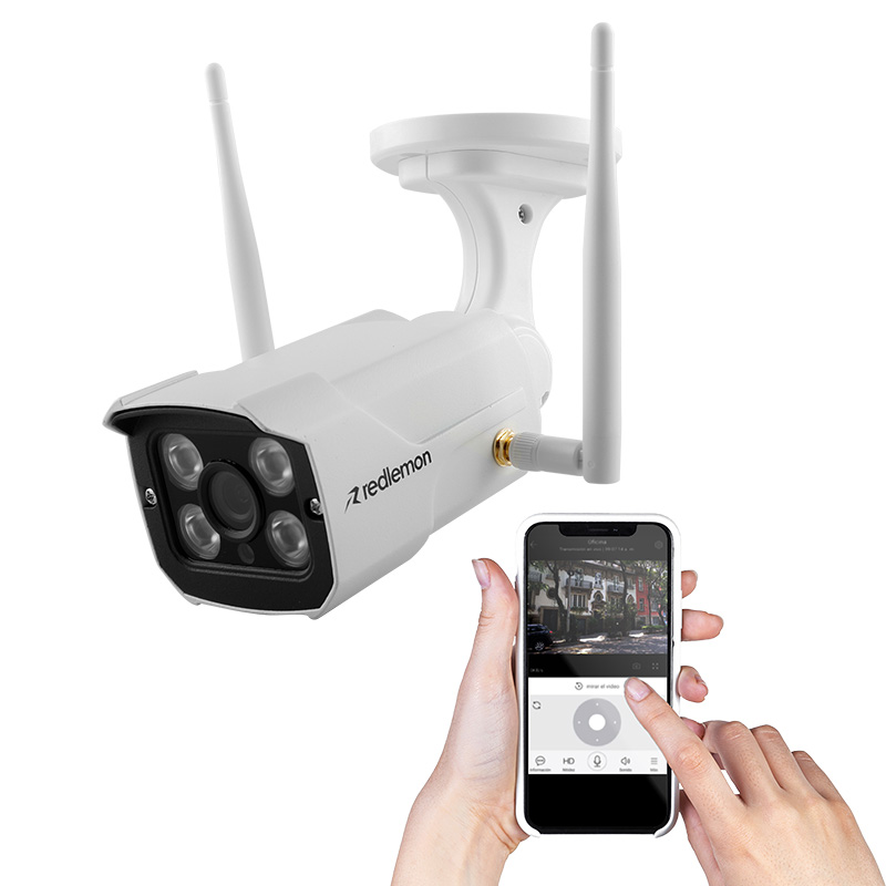 REDLEMON Cámara de Seguridad para Exteriores WiFi IP, High Definition, Contra Agua, Detección de Movimiento, Resolución 1280x720P