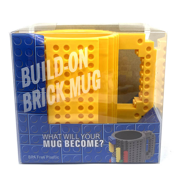 Taza para café, Fashion Electronics TAZA con bloques de construcción de diferentes colores (incluye al azar 1 personaje o 1 carrito o bloques de construcción) Amarilla