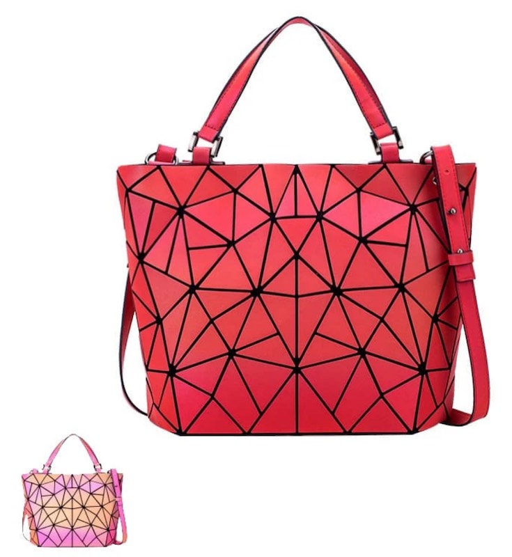 BOLSA TORNASOL, Unity Roja, HOLOGRAFICA, GEOMETRICA, LUMINOSA PARA DAMA