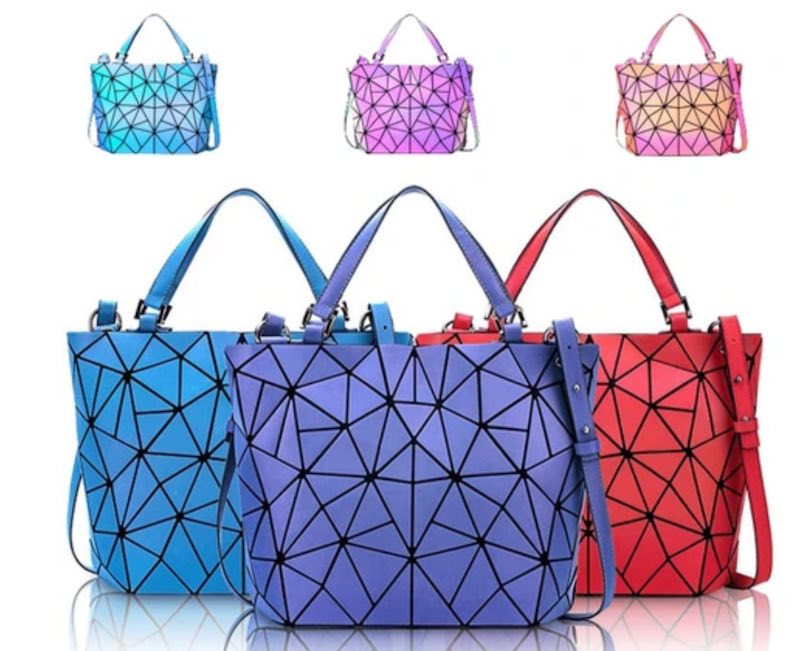 BOLSA TORNASOL, Unity Roja, HOLOGRAFICA, GEOMETRICA, LUMINOSA PARA DAMA