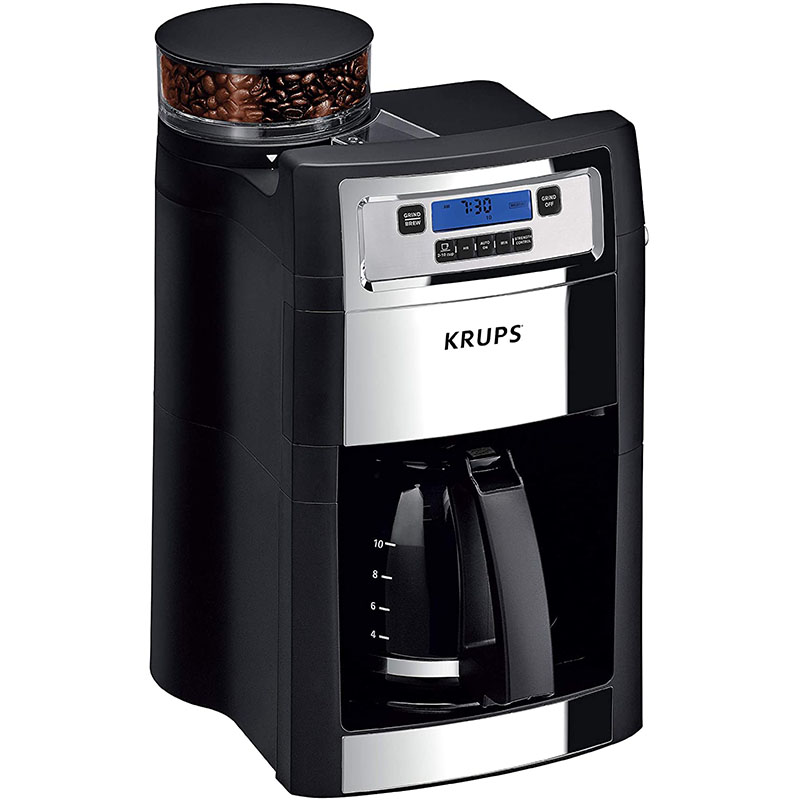 Cafetera de Goteo con Molino integrado para 10 tazas con filtro permanente  - Krups