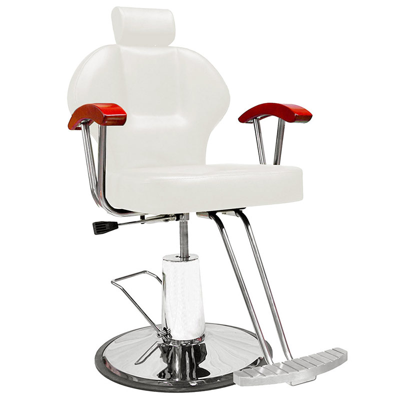 Silla Barberia Hidraulico12 Niveles Altura Silla Reclinable Giratorio Madera Blanco