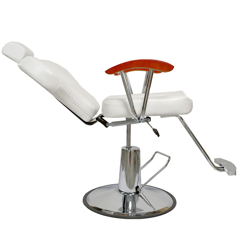 Silla Barberia Hidraulico12 Niveles Altura Silla Reclinable Giratorio Madera Blanco