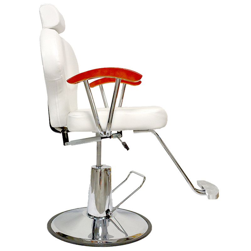 Silla Barberia Hidraulico12 Niveles Altura Silla Reclinable Giratorio Madera Blanco