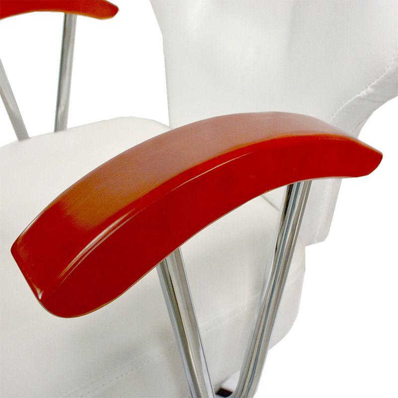 Silla Barberia Hidraulico12 Niveles Altura Silla Reclinable Giratorio Madera Blanco