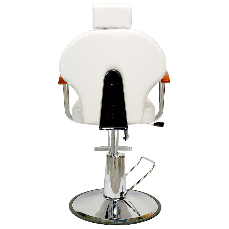 Silla Barberia Hidraulico12 Niveles Altura Silla Reclinable Giratorio Madera Blanco