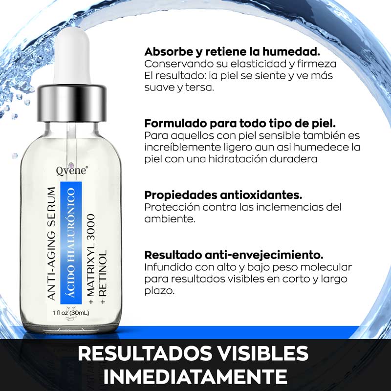 QVENE SERUM ACIDO HIALURÓNICO PURO AL 3% + MATRIXYL AL 2% + RETINOL AL 1% - 30ML