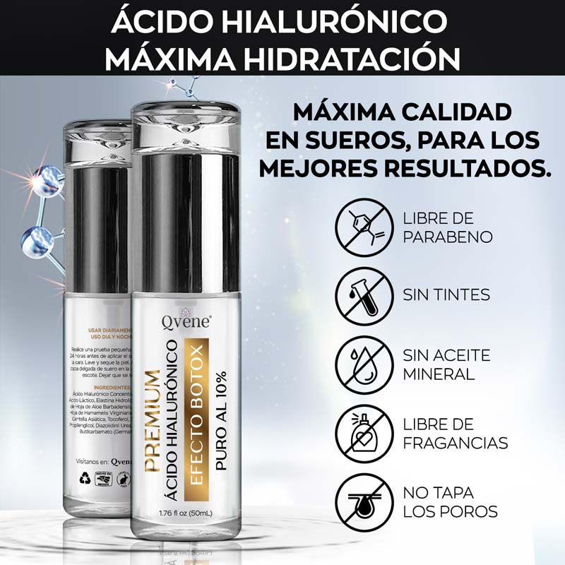 QVENE SERUM ACIDO HIALURONICO AL 10% PURO, EFECTO BOTOX 50ml / 1.76oz