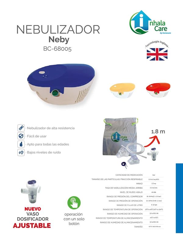 Nebulizador Neby Inhalacare Amarillo Silencioso Accesorios