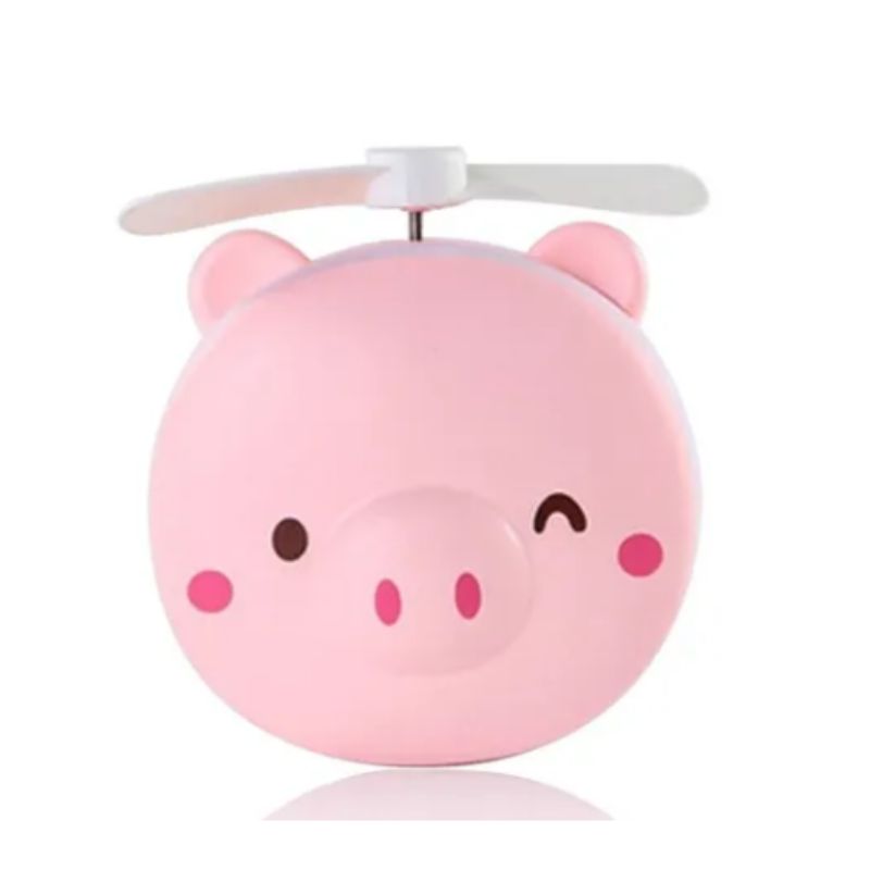 Mini espejo Puerquito Ventilador Espejo Con Luz Recargable Color Rosa