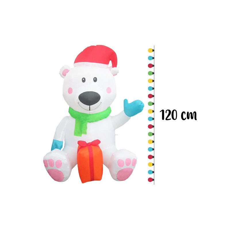 Inflable Navideño Oso Polar con Regalo Luz Led
