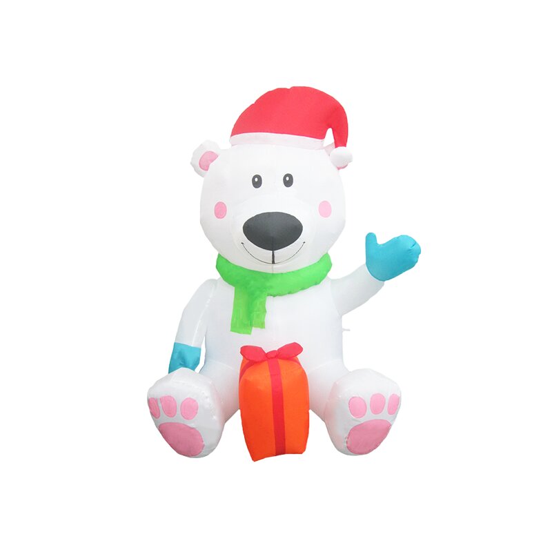 Inflable Navideño Oso Polar con Regalo Luz Led