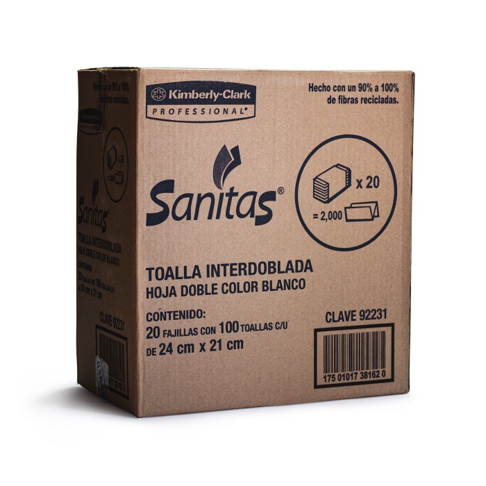 TOALLA INTERDOBLADA SANITAS C/2000 PZAS