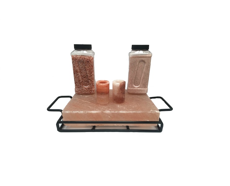 Tabla De Sal Himalaya + Base Acero + 2shots + 2 Kg Sal Rosa